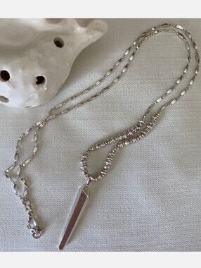 Stella & Dot Silver Spike Pendant Necklace